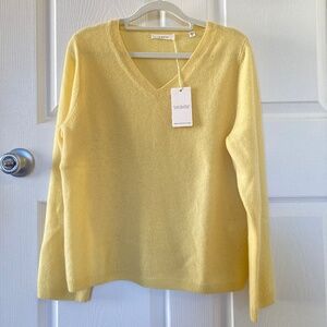 [NWT] Doen Garance 100%Cashmere V Neck Knit Sweater Lemon Chiffon Yellow